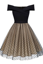 Vestido corto mini de corte A con hombros descubiertos para fiesta de bienvenida